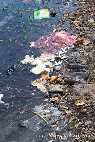 D&eacute;chets sur les bords du lac
