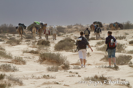 randonnée en famille dans le Sahara tunisien