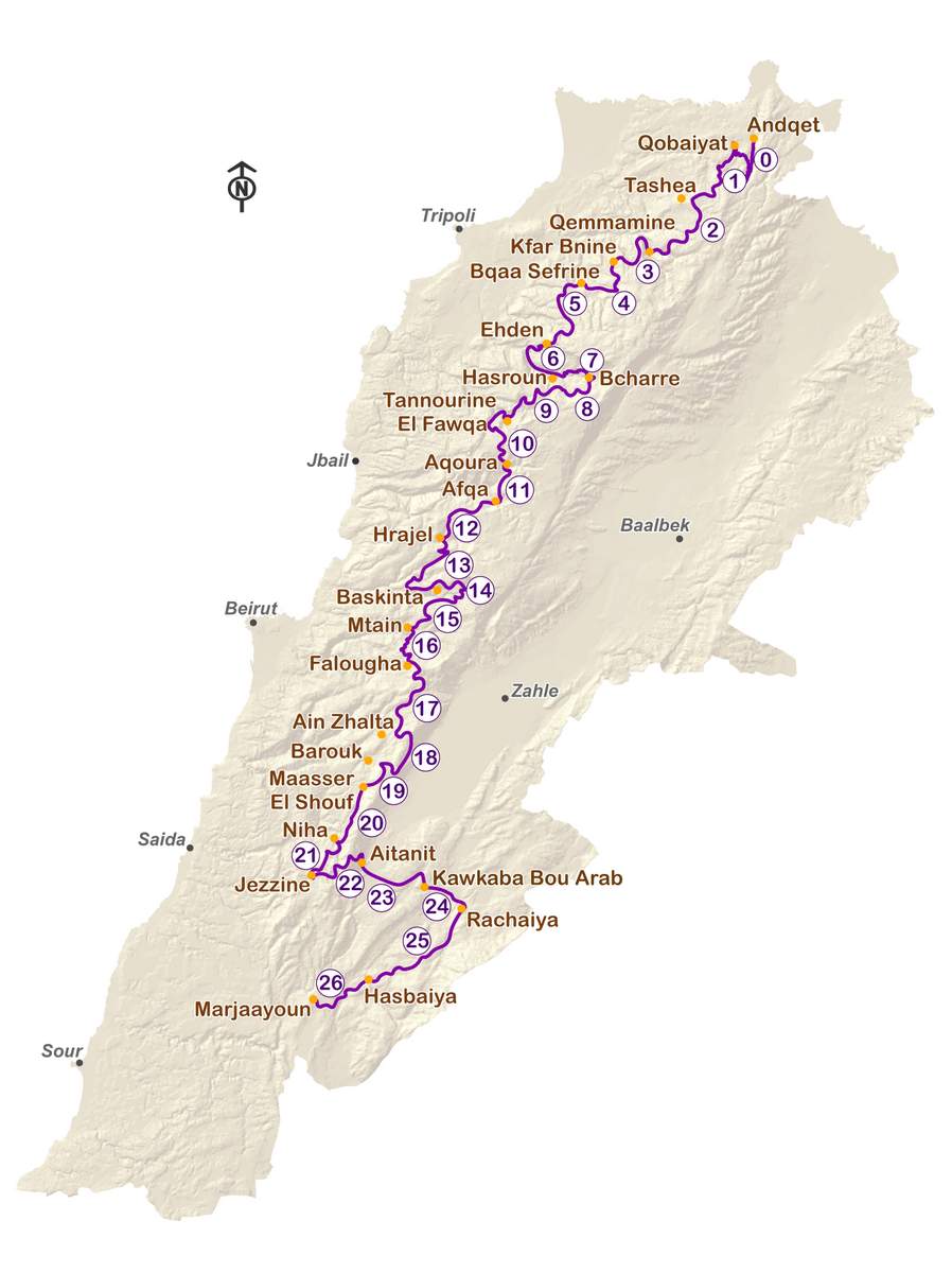 Carte Lebanon Mountain Trail