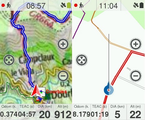 Le bouton Carte donne accès aux différentes cartes contenues dans le GPS