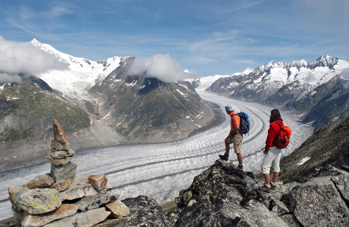 En cordée sur le glacier d&#039;Aletsch