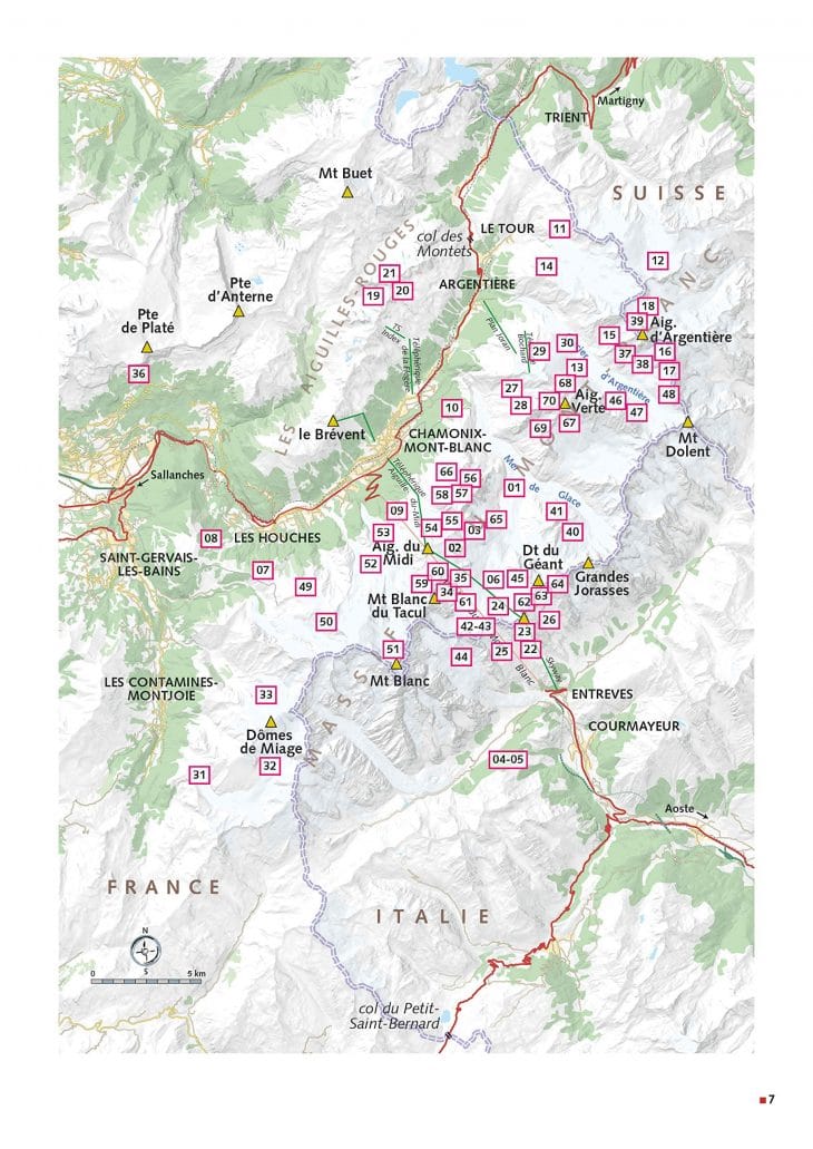 Carte des itinéraires, Mont-Blanc : les plus beaux itinéraires à skis