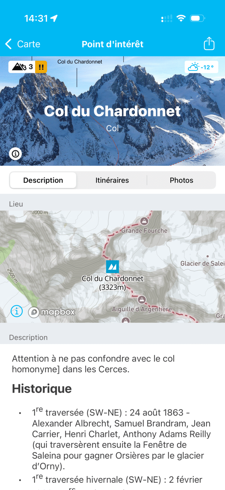 Description du point d'intérêt dans Whympr