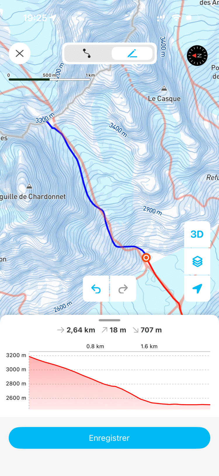 En bleu ce que j'ai tracé au doigt