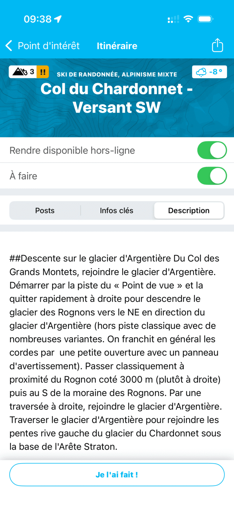 Un des topos du Col du Chardonnet