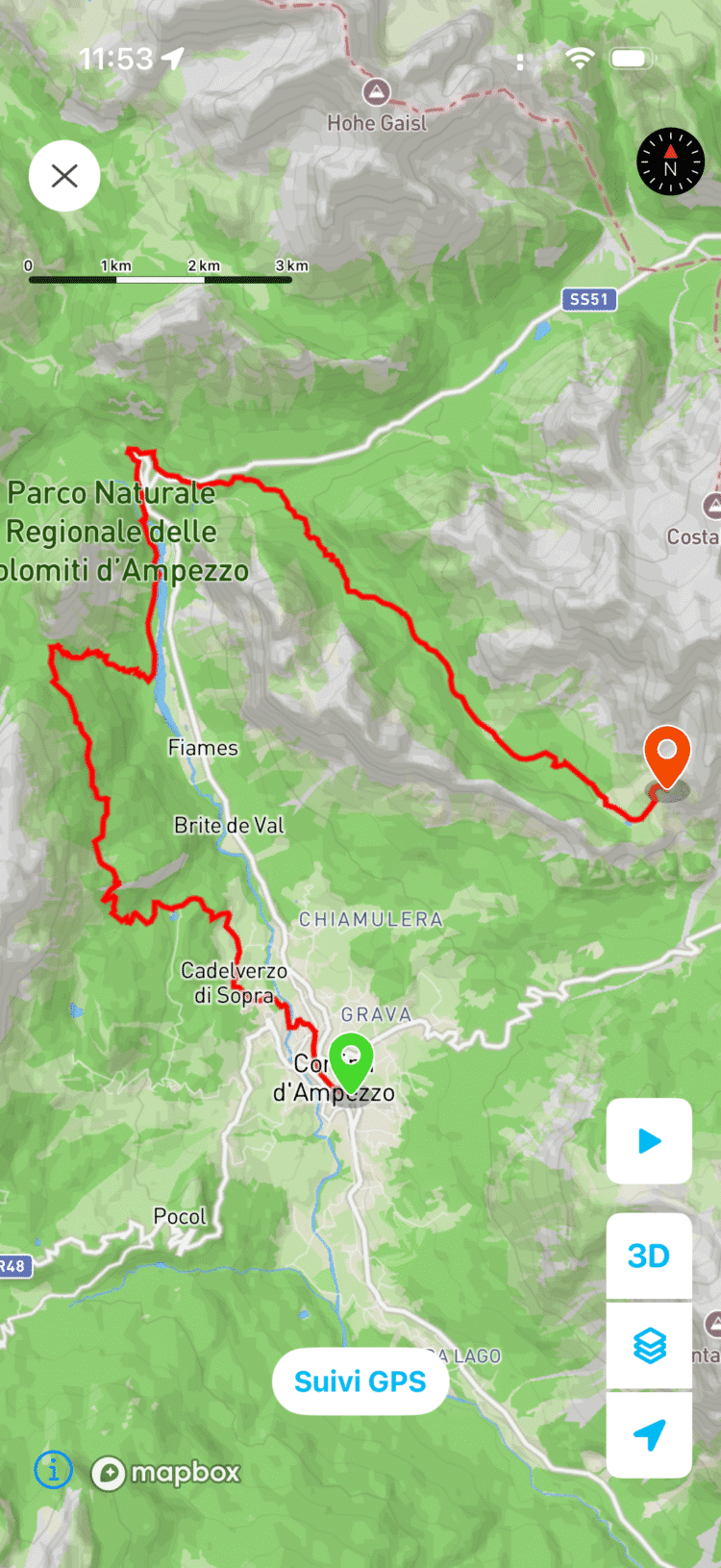 Carte OSM Whympr avec trace GPX importée
