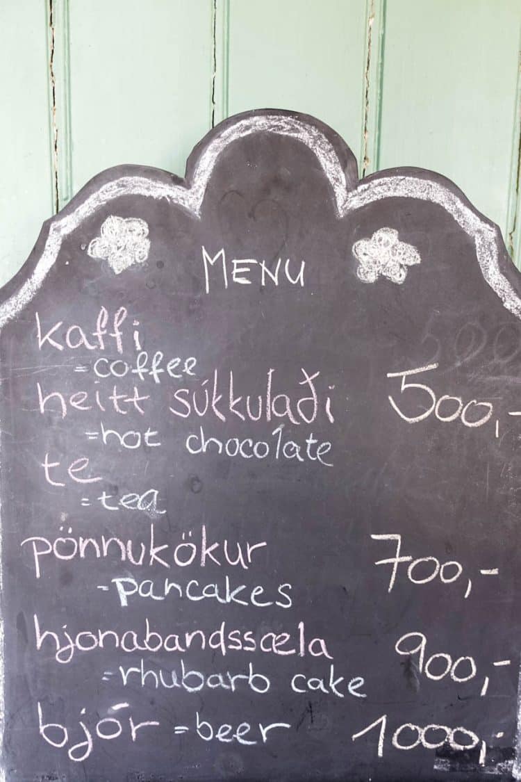 Menu de la Doctor's house à Hesteyri