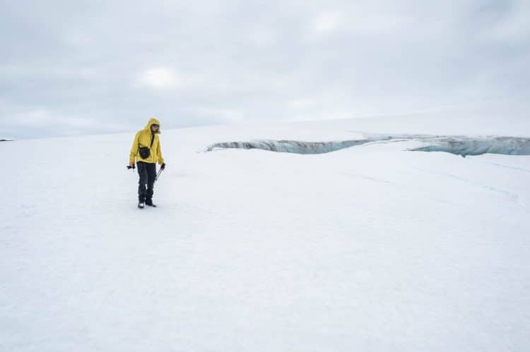 Crevasses sur le glacier Drangajökull
