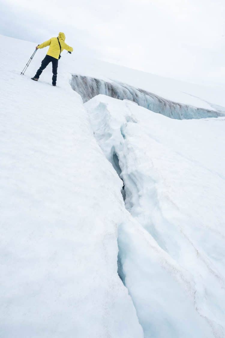 Crevasses sur le glacier Drangajökull