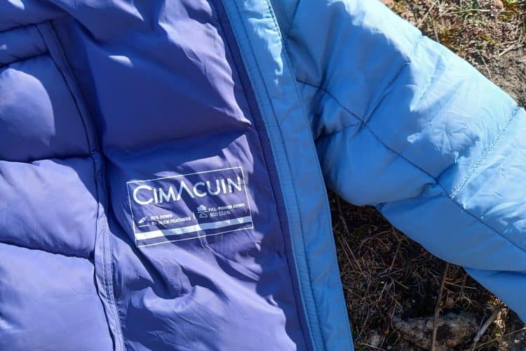 Pouvoir gonflant 800 cuin de la doudoune CimAlp Lory