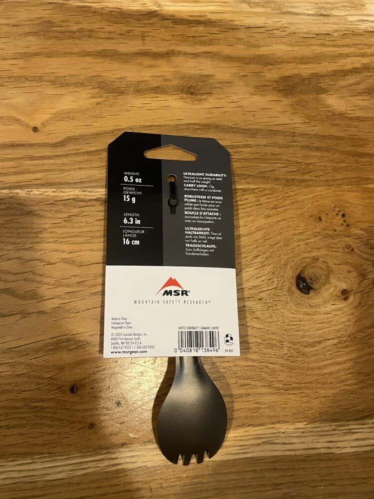 La Titan Spork qui accompagnait la bouilloire pour le test