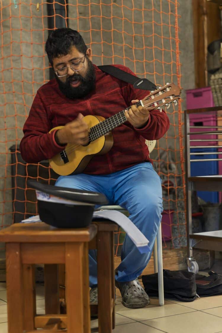 Mauricio Montufar au refuge de l'Alpe de Villar d'Arène