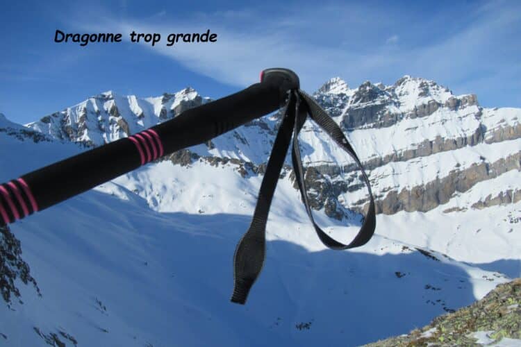 Dragonnes trop longues des bâtons Komperdell Contour Titanal 2 Foam